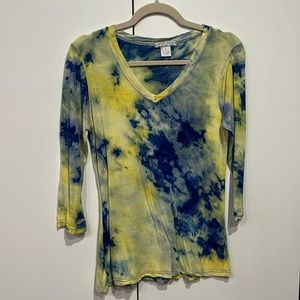 Alberto Malaki bright yellow/blue tie dye long sleeve top